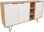 Dmora Credenza Arlene 35.6X142X83H Cm Bianco, Apertura Battente 7 Vani