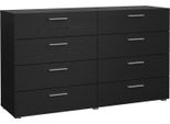 Dmora Credenza Phethai 40X140X81.7H Cm Nero, 8 Cassetti Apertura Scorrevole