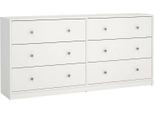 Dmora Credenza Rick 30.1X143.1X68.3H Cm Bianco, 6 Cassetti Apertura Scorrevole