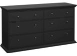 Dmora Credenza Hibaru 51.6X163.3X88.2H Cm Nero, 6 Cassetti Apertura Scorrevole
