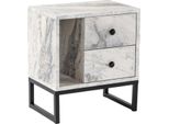 Dmora Comodino Rhiannon 29.5X45.2X50H Cm Grigio Marmo, 2 Cassetti Apertura Scorrevole