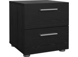 Dmora Comodino Apolla 40X40.25X42.3H Cm Nero, 2 Cassetti Apertura Scorrevole