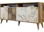 Dmora Credenza Benjamin 35X160X78H Cm Grigio, Apertura Battente 6 Vani