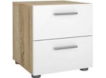 Dmora Comodino Apolla 40X40.25X42.3H Cm Marrone Quercia, 2 Cassetti Apertura Scorrevole