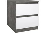 Dmora Comodino Azar 40.4X50X49.5H Cm Grigio Cemento, 2 Cassetti Apertura Scorrevole