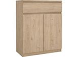 Dmora Credenza Genziana 40X80.4X100.4H Cm Marrone Rovere, Apertura Battente E Scorrevole 2 Ante