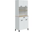 Dmora Credenza Florent 40X72X185H Cm Bianco, Un Cassetto 5 Vani