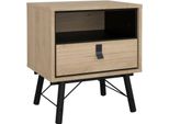Dmora Comodino Chito 40.1X53.3X59.6H Cm Marrone Rovere, Un Cassetto Apertura Scorrevole
