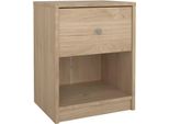 Dmora Comodino Kastri 30.1X37.9X48.4H Cm Marrone Rovere, Un Cassetto Apertura Scorrevole