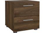 Dmora Comodino Apolla 40X40.25X42.3H Cm Marrone Noce, 2 Cassetti Apertura Scorrevole