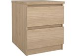 Dmora Comodino Azar 40.4X50X49.5H Cm Marrone Rovere, 2 Cassetti Apertura Scorrevole