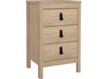 Dmora Comodino Lombardia 38.4X43.8X70.1H Cm Marrone Rovere, 3 Cassetti Apertura Scorrevole