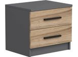 Dmora Comodino Iune 47X50X40H Cm Marrone Noce, 2 Cassetti Apertura Scorrevole