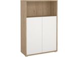 Dmora Credenza Canossa 34.3X79.6X123.6H Cm Bianco, Apertura Battente 3 Vani