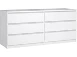 Dmora Credenza Joyce 50X153.8X68H Cm Bianco Lucido, 6 Cassetti Apertura Scorrevole
