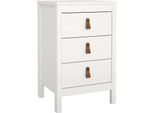 Dmora Comodino Lombardia 38.4X43.8X70.1H Cm Bianco, 3 Cassetti Apertura Scorrevole