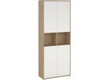 Dmora Credenza Pierre 34.3X79.6X204.7H Cm Bianco, Apertura Battente 4 Ante