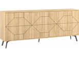 Dmora Credenza Earl 35X184X77.4H Cm Marrone Quercia, Apertura Battente 4 Ante