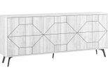 Dmora Credenza Earl 35X184X77.4H Cm Bianco, Apertura Battente 4 Ante