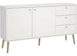 Dmora Credenza Erina 39.1X147.2X81.7H Cm Bianco, Apertura Battente E Scorrevole 2 Ante