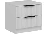 Dmora Comodino Meranti 40X50X47H Cm Bianco, 2 Cassetti Apertura Scorrevole