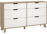 Dmora Credenza Chito 39.8X155.7X92.2H Cm Bianco, 6 Cassetti Apertura Scorrevole