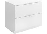 Dmora Comodino Banyan 34.2X50.3X46H Cm Bianco, 2 Cassetti Apertura Scorrevole