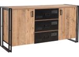 Dmora Credenza Cimaron 45X160X80H Cm Marrone Quercia, 3 Cassetti 4 Vani