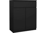 Dmora Credenza Genziana 40X80.4X100.4H Cm Nero, Apertura Battente E Scorrevole 2 Ante