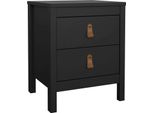 Dmora Comodino Fred 38.4X43.8X54.1H Cm Nero, 2 Cassetti Apertura Scorrevole