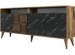 Dmora Credenza Benjamin 35X180X78.6H Cm Marrone Noce, Apertura Battente 4 Ante