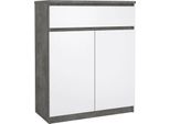 Dmora Credenza Genziana 40X80.4X100.4H Cm Bianco Lucido, Un Cassetto 4 Vani