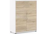 Dmora Credenza Agra 40X89X113H Cm Bianco, 2 Cassetti 2 Ante