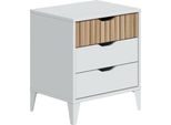 Dmora Comodino Jessa 33X44X50H Cm Bianco, 3 Cassetti Apertura Scorrevole