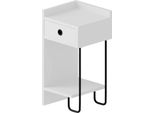 Dmora Comodino Cedro 30X32X61H Cm Bianco, Un Cassetto Apertura Scorrevole