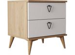 Dmora Comodino Pilar 45X52X55.1H Cm Marrone Quercia, 2 Cassetti Apertura Scorrevole