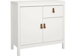 Dmora Credenza Romagna 38.4X82.3X79.7H Cm Bianco, Apertura Battente E Scorrevole 3 Vani