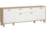 Dmora Credenza Wukong 39.1X195.7X73H Cm Bianco, Apertura Battente E Scorrevole 4 Ante