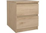Dmora Comodino Daiki 40.4X50X49.5H Cm Marrone Rovere, 2 Cassetti Apertura Scorrevole