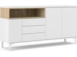 Dmora Credenza Julie 48.25X175.7X89.8H Cm Bianco, 3 Cassetti 5 Vani