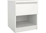 Dmora Comodino Scolastica 40X40.4X49.5H Cm Bianco Opaco, Un Cassetto Apertura Scorrevole