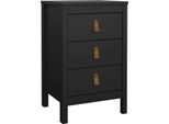Dmora Comodino Lombardia 38.4X43.8X70.1H Cm Nero, 3 Cassetti Apertura Scorrevole