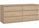 Dmora Credenza Abacadabra 50X153.8X70.1H Cm Marrone Rovere, 6 Cassetti Apertura Scorrevole