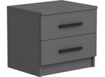 Dmora Comodino Iune 47X50X40H Cm Grigio Antracite, 2 Cassetti Apertura Scorrevole