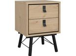 Dmora Comodino Jean 40.1X43.3X59.6H Cm Marrone Rovere, 2 Cassetti Apertura Scorrevole