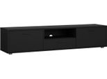 Dmora Mobile Porta Tv Giaele 39.8X177.2X38.4H Cm Nero Nero, Apertura Battente 3 Vani