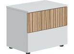 Dmora Comodino Josie 41.5X50X34H Cm Bianco, 2 Cassetti Apertura Scorrevole