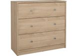 Dmora Cassettiera Alert 30.1X72.4X68.3H Cm Marrone Rovere, 3 Cassetti Apertura Scorrevole