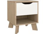 Dmora Comodino Zuglio 39.8X40.2X47.4H Cm Marrone Rovere, Un Cassetto Apertura Scorrevole