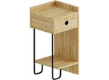 Dmora Comodino Halola 30X32X61H Cm Marrone Quercia, Un Cassetto Apertura Scorrevole